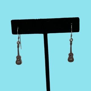 Vintage Sterling Guitar Earrings Small